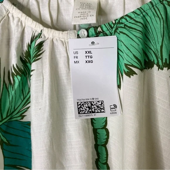 H&M Tropical Palm Leaf Tie Waist Mini Dress - Picture 7 of 9